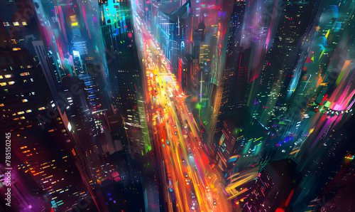 neon cityscape  Generative AI