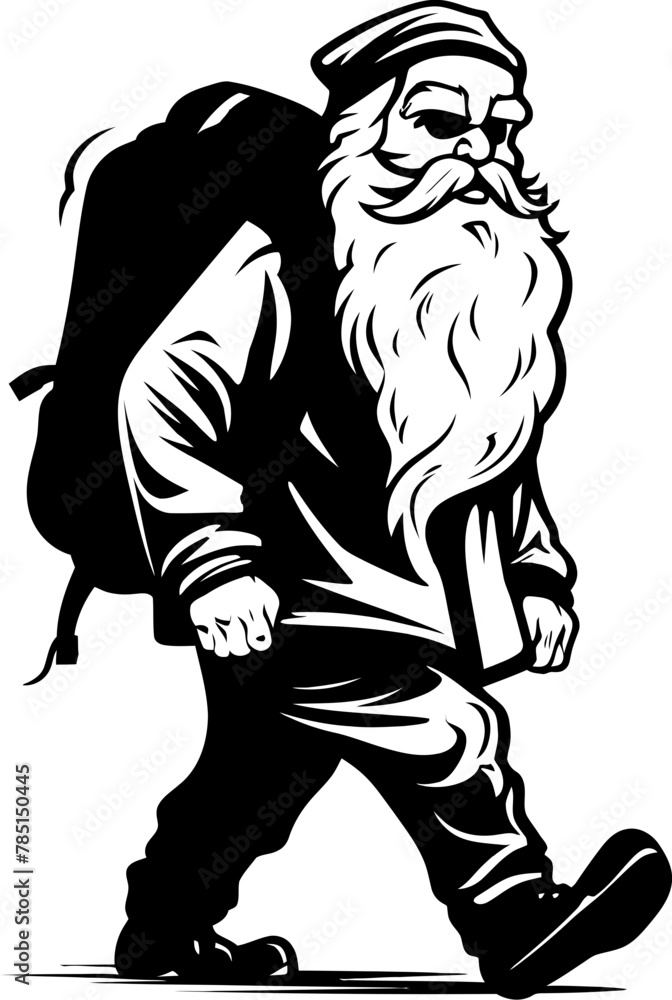 Fototapeta premium Santas Fatigue Bag Bearing Symbol Overworked Saint Nick Shoulder Carrying Logo