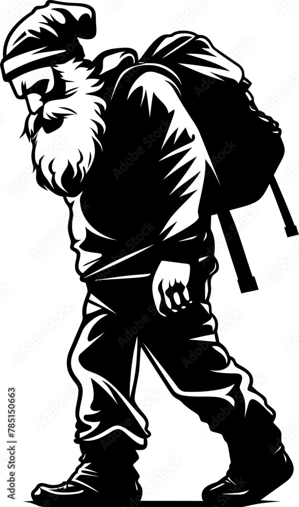 Weary Claus Tired Shoulder Icon Exhausted Kris Kringle Burdened Sack Emblem Weary Claus Tired Shoulder Icon Exhausted Kris Kringle Burdened Sack Emblem