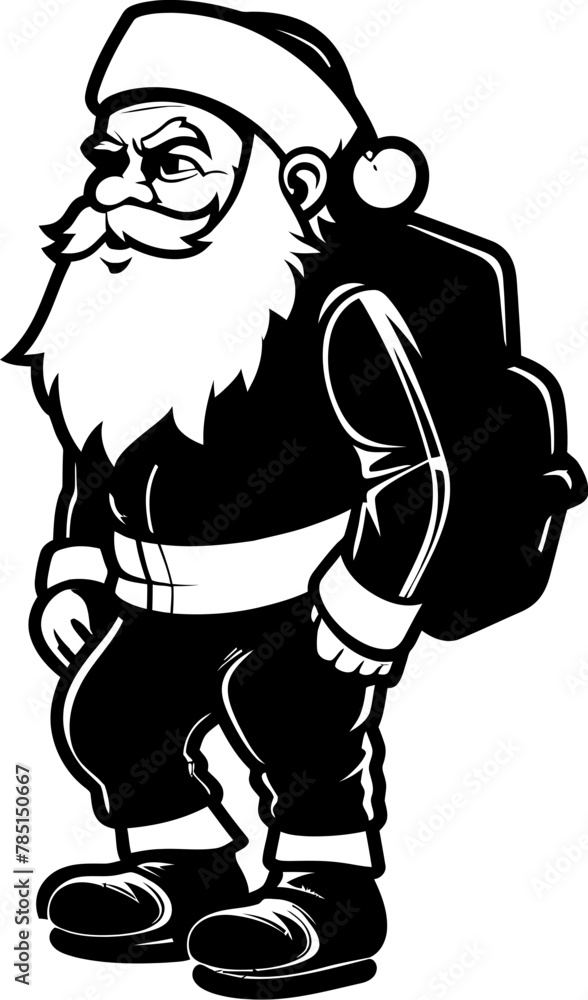 Overworked Claus Bag Carrying Icon Worn Out Kris Kringle Shoulder Strain Emblem Overworked Claus Bag Carrying Icon Worn Out Kris Kringle Shoulder Strain Emblem
