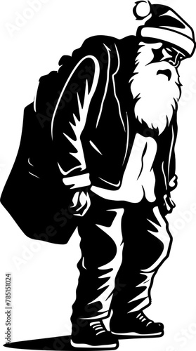 Santas Burden Tired Shoulder Emblem Wearied Saint Nick Sack Carrying Logo