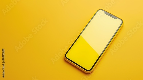 AI generated illustration of a yellow mobile phone on a yellow background