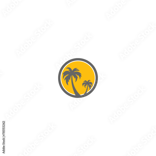 Digital illustration of a creative round palm tree brand logo design for businesses © Wirestock