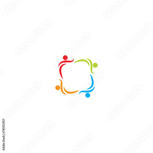 Digital illustration of a creative colorful human connection team brand logo design for businesses