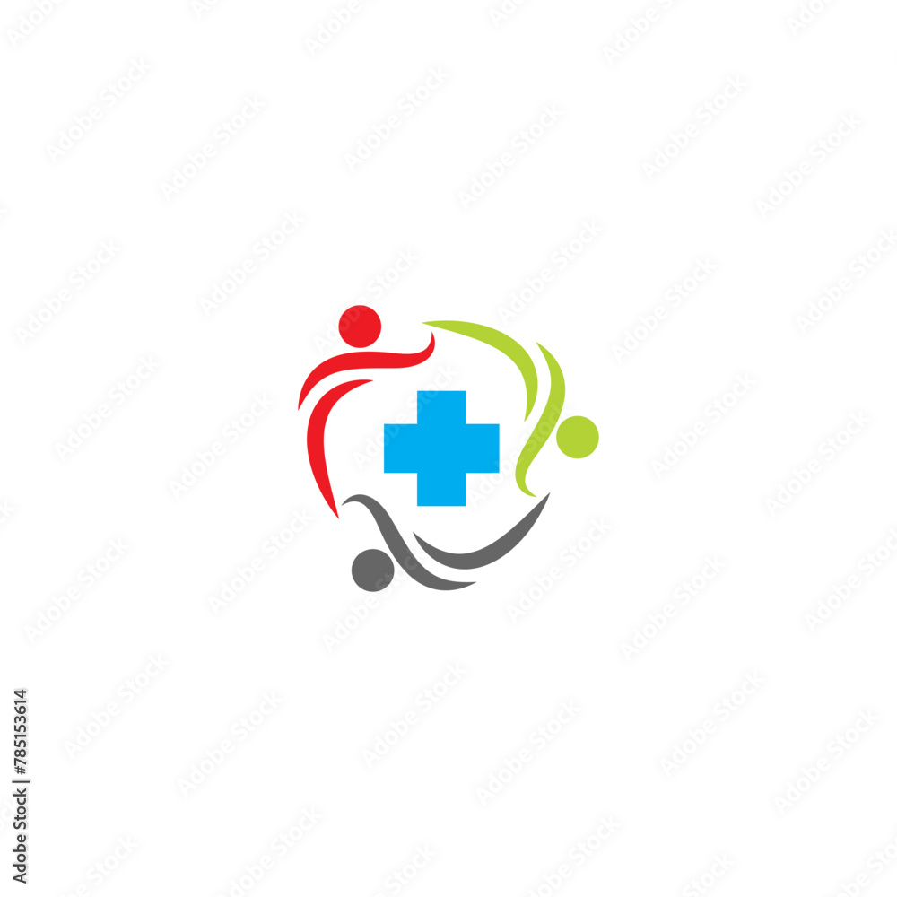 Obraz premium Digital illustration of a creative colorful human medical team brand logo design for businesses