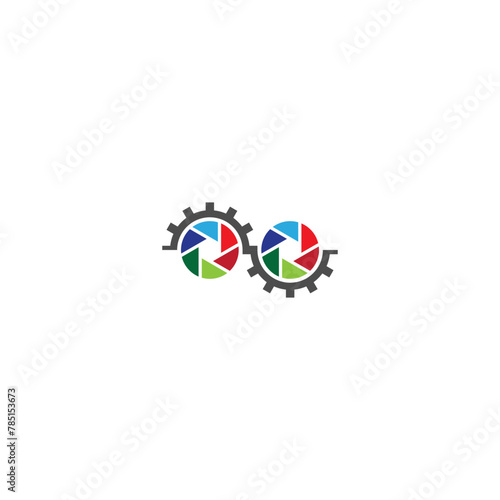 View of colorful camera shutter logos isolated on a white background