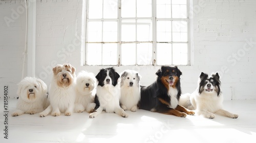 Group of Dogs Sitting Together photo