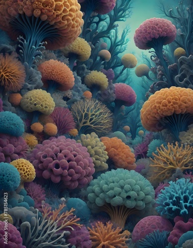 Vibrant Underwater Coral Ecosystem Capturing Marine Diversity