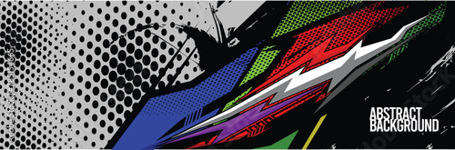 Branding Car Decal Wrap Design. Abstract Striped Racing Background Kit for Vehicles - Vector Graphics