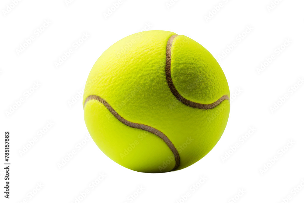 Sunshine Bounce: Vibrant Yellow Tennis Ball on Clean White Surface. On White or PNG Transparent Background.