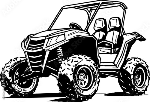 Trail Voyager Off Road Vehicle Symbol Wilderness Navigator UTV Vector Emblem