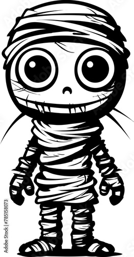 Creepy Cutie Charm Cute Mummy Vector Logo Ancient Adorableness Vintage Mummy Emblem