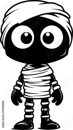 Retro Mummy Madness Vintage Logo Design Adorable Crypt Keeper Creepy Mummy Icon
