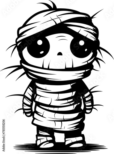 Eerie Elegance Vintage Mummy Logo Design Hauntingly Happy Cute Creepy Mummy Icon