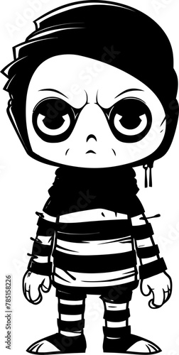 Vintage Haunt Hugger Cute Mummy Symbol Creepy Chic Retro Mummy Vector Emblem