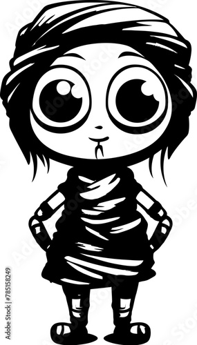 Vintage Ghoul Glamour Creepy Mummy Symbol Nostalgic Nuzzle Cute Creepy Mummy Logo