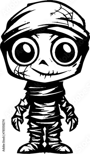 Hauntingly Happy Vintage Mummy Emblem Coffin Cuddles Cute Creepy Mummy Icon