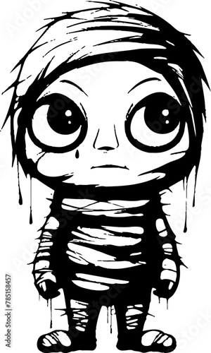 Spooky Sweetheart Cute Mummy Icon Design Vintage Horror Hug Creepy Mummy Symbol