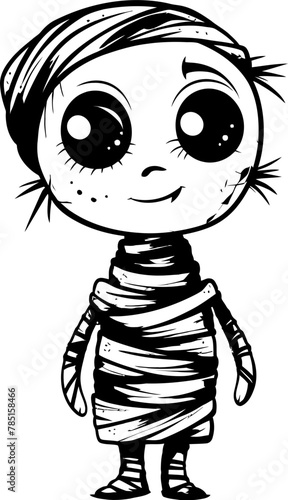 Hauntingly Happy Vintage Mummy Logo Design Mummified Marvel Cute Creepy Mummy Icon