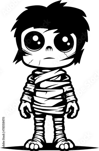 Tomb Tenderness Creepy Mummy Logo Design Quirky Coffin Cutie Vintage Mummy Icon
