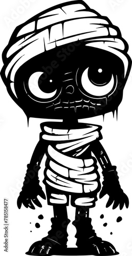 Coffin Cuddles Creepy Mummy Vector Symbol Ancient Adorableness Vintage Mummy Icon