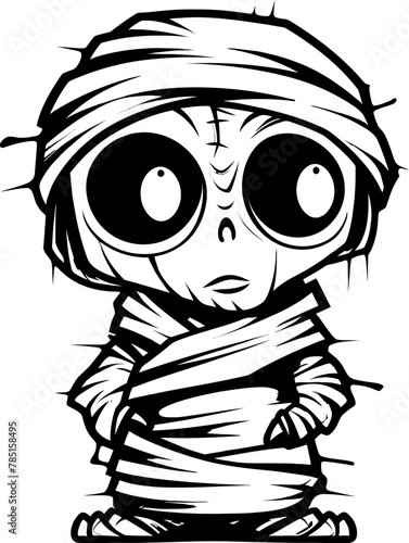 Vintage Horror Hug Creepy Mummy Symbol Quaint Crypt Keeper Retro Mummy Vector Logo