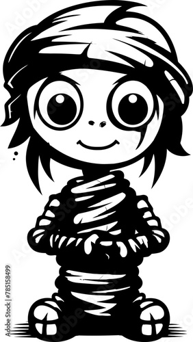 Wrapped Wonders Vintage Mummy Icon Ancient Affection Cute Creepy Mummy Emblem