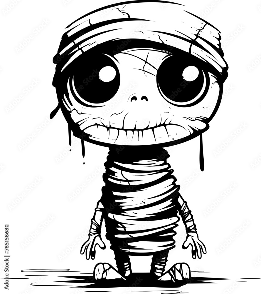 Fototapeta premium Retro Rattle Romance Vintage Mummy Emblem Tomb Tenderness Creepy Mummy Logo Design