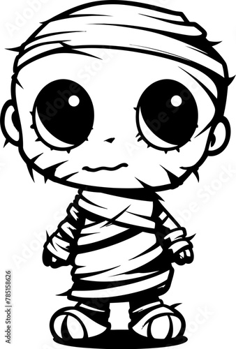 Hauntingly Happy Vintage Mummy Logo Design Mummified Marvel Cute Creepy Mummy Icon