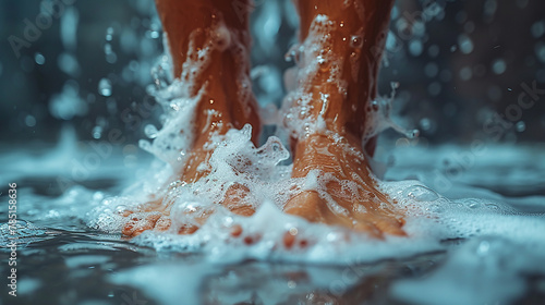 Feet inside water and foam © nanihta
