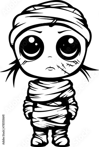 Quirky Coffin Cutie Vintage Mummy Icon Cryptic Cuteness Cute Creepy Mummy Emblem