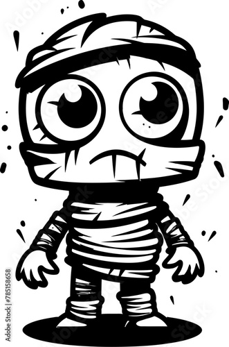 Tomb Tenderness Creepy Mummy Logo Design Quirky Coffin Cutie Vintage Mummy Icon