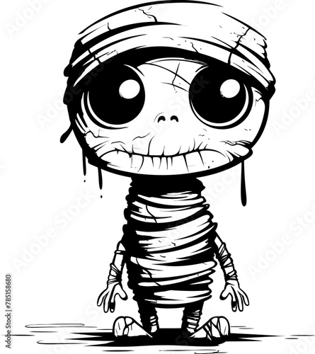 Retro Rattle Romance Vintage Mummy Emblem Tomb Tenderness Creepy Mummy Logo Design