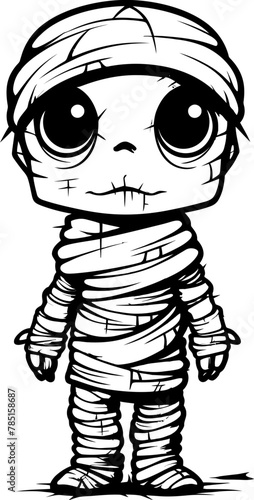 Creepy Cuddle Companion Cute Mummy Emblem Vintage Monster Magic Creepy Mummy Icon Design