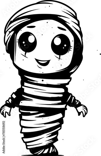 Coffin Cuddles Creepy Mummy Vector Symbol Ancient Adorableness Vintage Mummy Icon