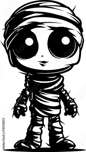 Tomb Tenderness Vintage Mummy Vector Symbol Retro Rattle Romance Cute Creepy Mummy Icon