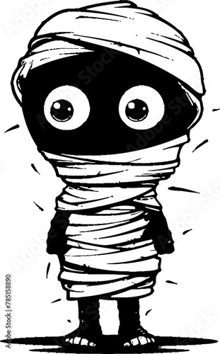 Vintage Monster Magic Creepy Mummy Icon Design Ghoulishly Grinning Retro Mummy Symbol