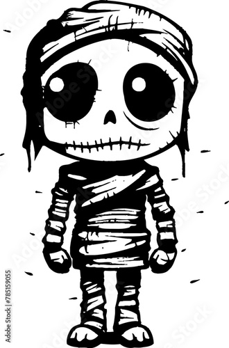 Ancient Affection Cute Mummy Emblem Quirky Coffin Cutie Vintage Mummy Logo