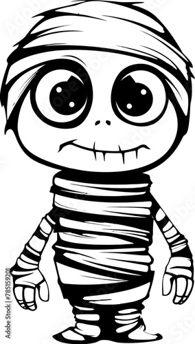 Endearing Embalming Creepy Mummy Vector Logo Vintage Ghastly Grin Cute Mummy Emblem