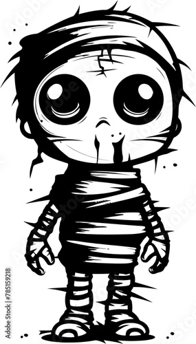 Creepy Cutie Charm Cute Mummy Vector Logo Vintage Tomb Tender Creepy Mummy Emblem