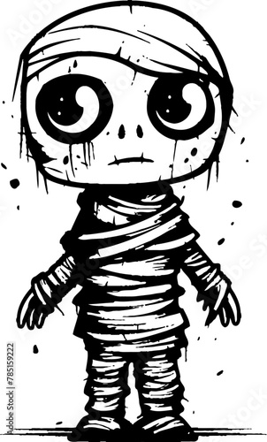 Vintage Tomb Tender Creepy Mummy Emblem Retro Shroud Sweetheart Cute Mummy Icon Design