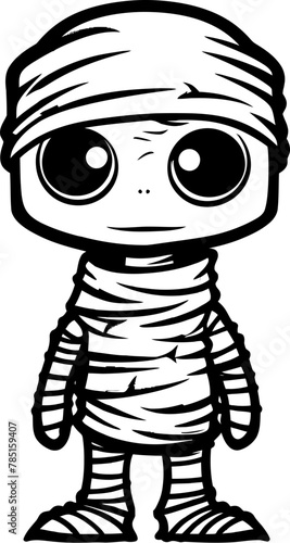 Quaint Coffin Cutie Vintage Mummy Symbol Classic Cadaver Cuddle Cute Mummy Vector Logo