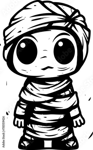 Retro Rattle Romance Cute Mummy Icon Design Hauntingly Happy Vintage Mummy Symbol