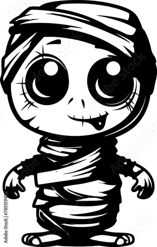 Vintage Tomb Tender Creepy Mummy Emblem Retro Shroud Sweetheart Cute Mummy Icon Design