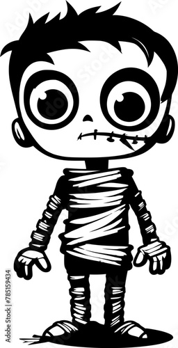 Quirky Coffin Cuddle Vintage Mummy Symbol Creepy Cutie Charm Cute Mummy Vector Logo
