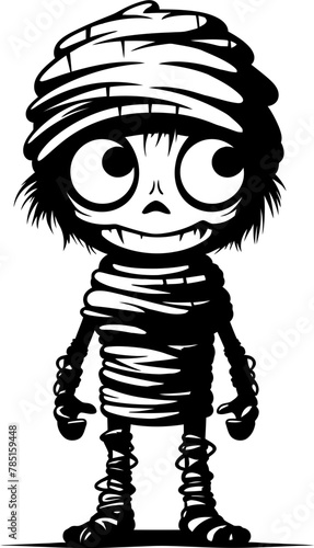 Cryptic Cuddle Companion Creepy Mummy Vector Logo Vintage Sarcophagus Snuggle Cute Mummy Emblem