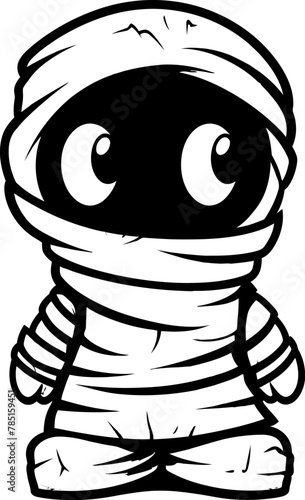 Quaint Coffin Cutie Vintage Mummy Symbol Classic Cadaver Cuddle Cute Mummy Vector Logo