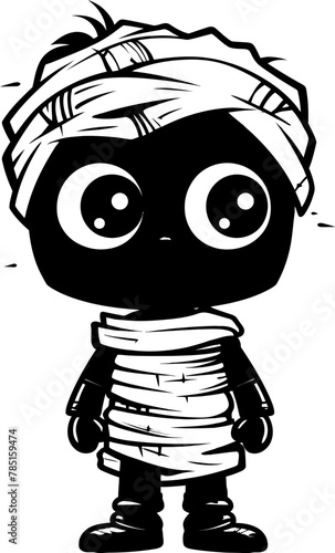 Creepy Cutie Charm Cute Mummy Vector Logo Vintage Tomb Tender Creepy Mummy Emblem