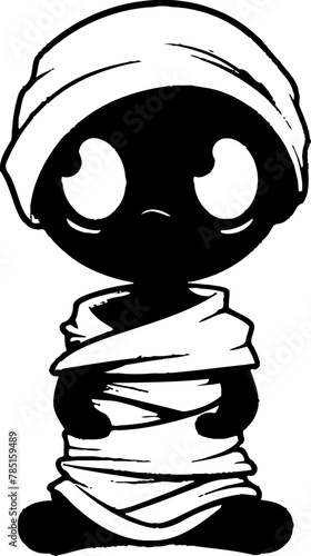 Vintage Ghoul Glamour Creepy Mummy Symbol Eerie Elegance Cute Mummy Vector Emblem