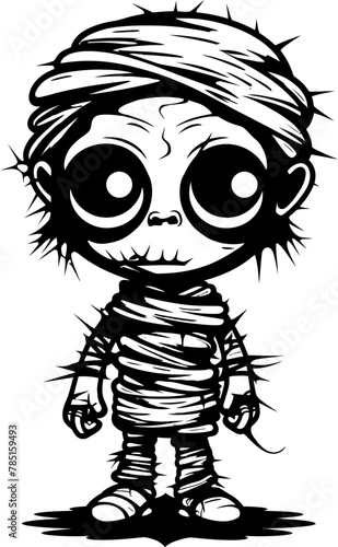 Vintage Tomb Tender Creepy Mummy Emblem Retro Shroud Sweetheart Cute Mummy Icon Design